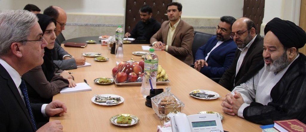 French ambassador to Iran met with Hojjat al-Islam Seyyed Abolhasan Navvab, the president of the University of Religions and Dominations (URD), at the university on Saturday, October 5, 2019, according to the university’s public relations.
